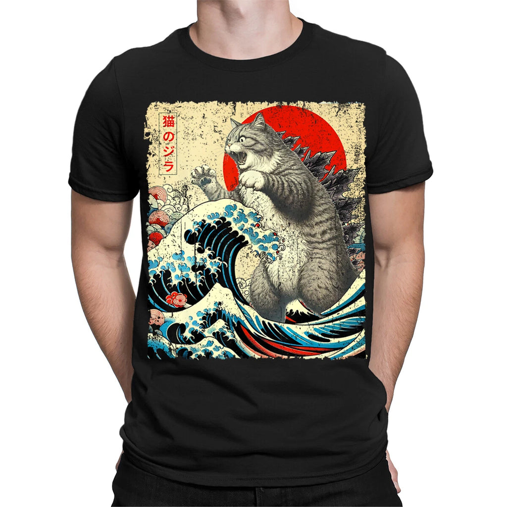 Cat Japanese Animal Art Funny Movie Retro Vintage Mens Womens T-Shirts #T1158