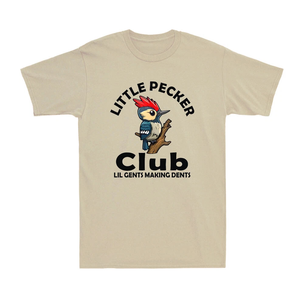 Little Pecker Club Lil Gents Making Dents Humor Birds Quote Retro Men's T-Shirt