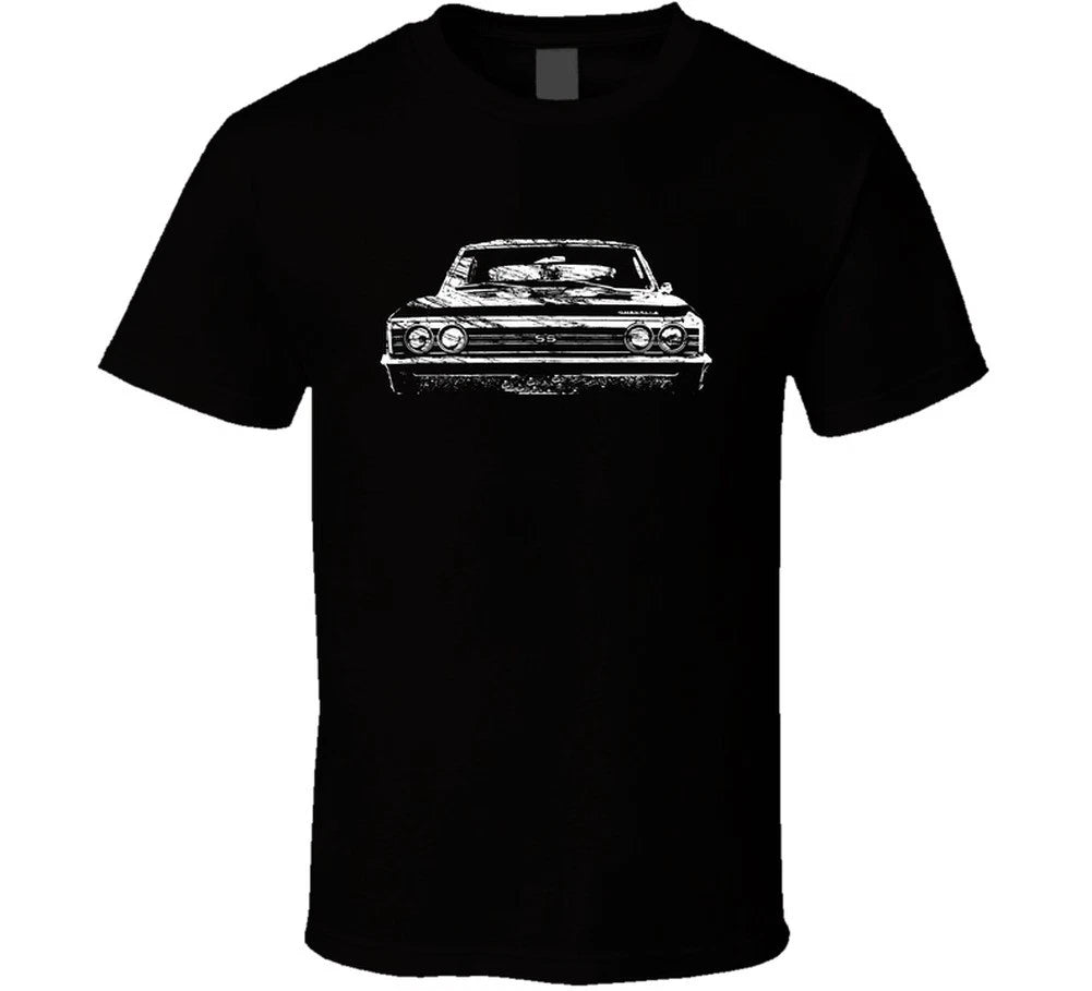 1967 Chevelle Ss Grill View Distressed Black Black T Shirt