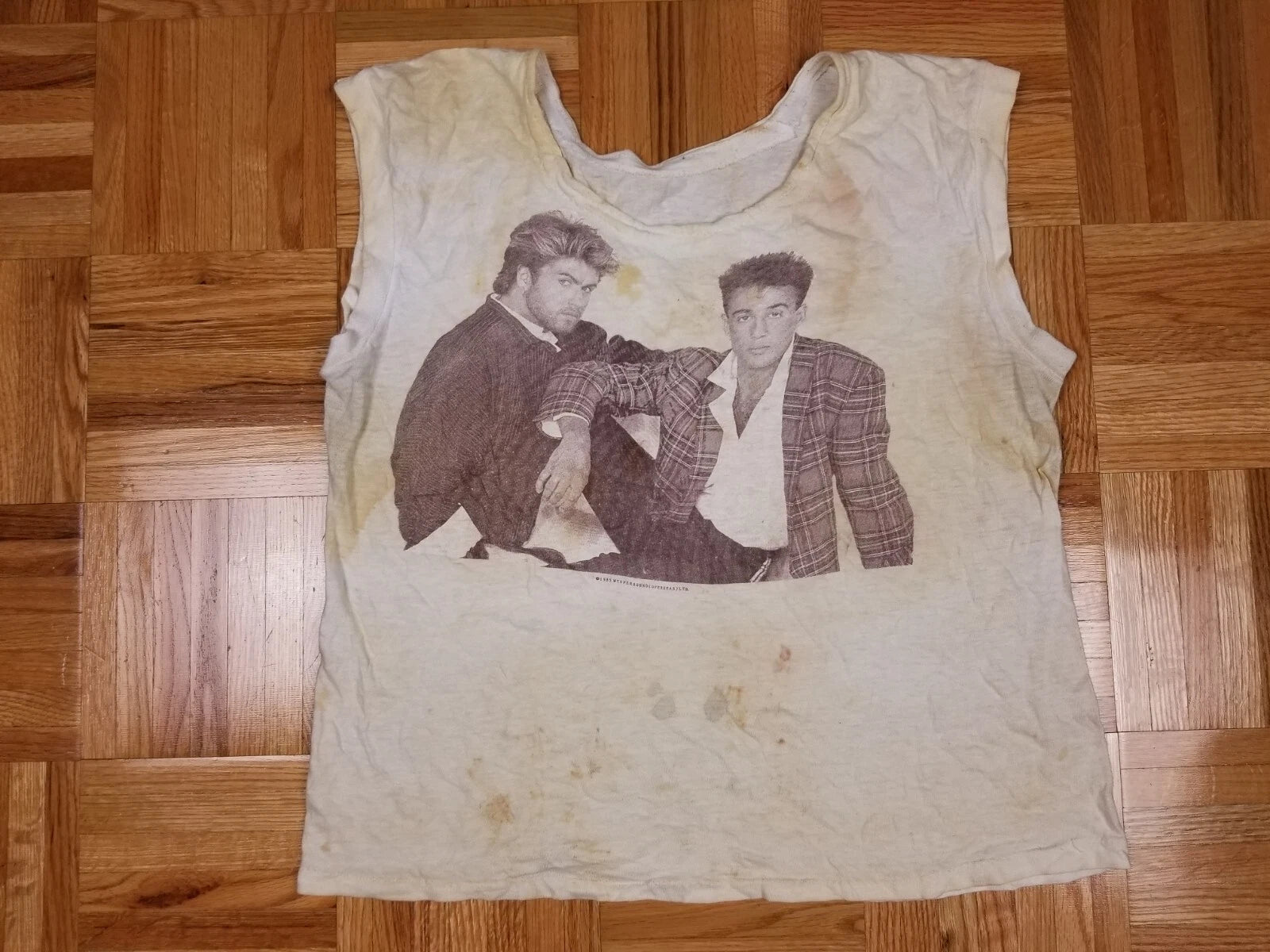VINTAGE 85' WHAM GEORGE MIACHEL & ANDREW RIDLEY CONCERT TOUR  T-SHIRT SZ MEDIUM