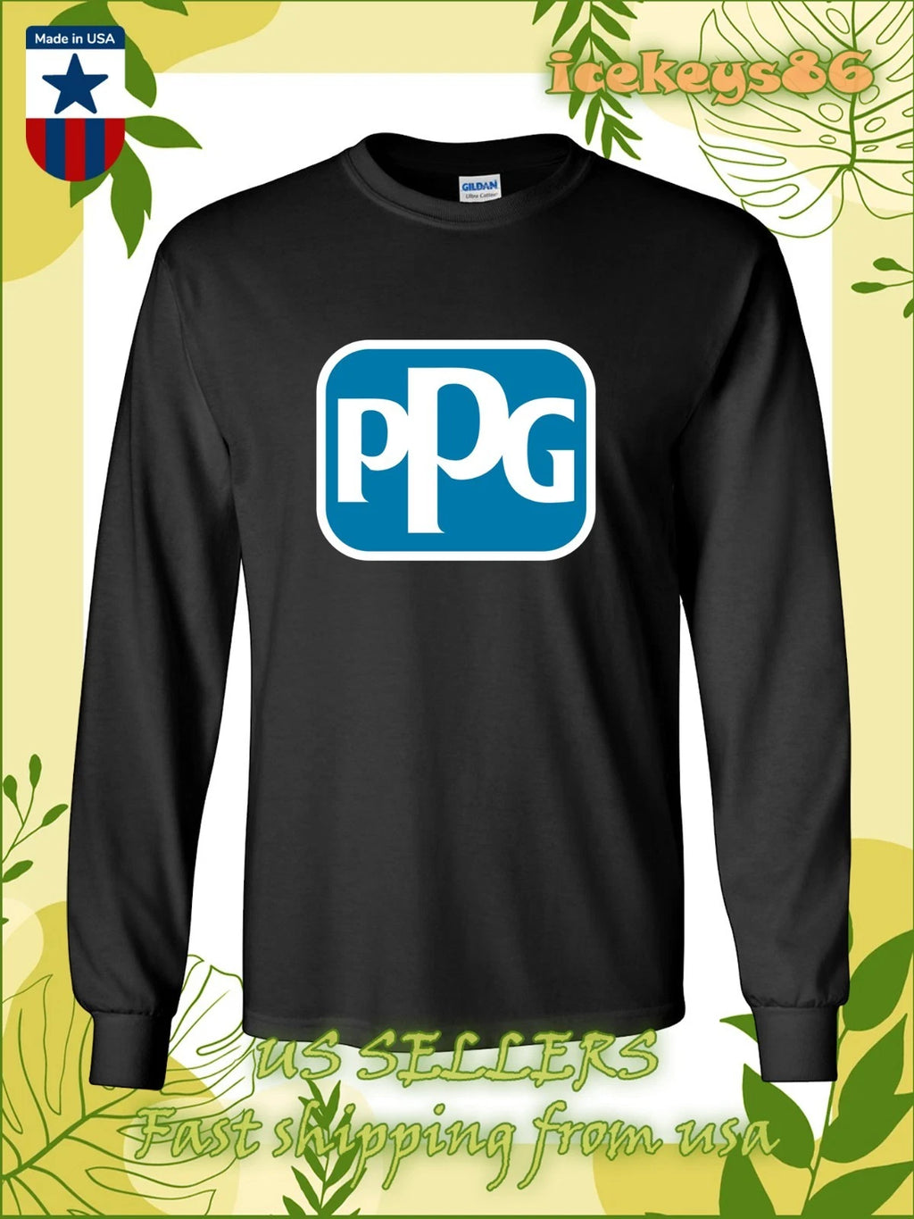 New Tee Shirt PPG Paints Logo Men's Long Sleeve T-Shirt American Size Tee Shirt