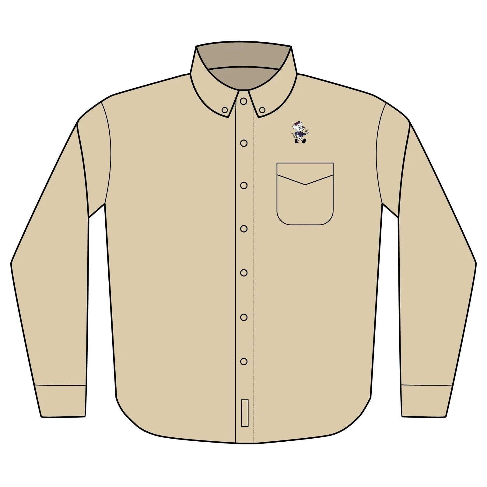 Cow Logo Embroidered Long Sleeve Shirt | Chest Pocket Work Shirt