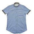 Zara Men Light Blue Slim Fit Cotton Grandad Button-Up Shirt Size S Excellent