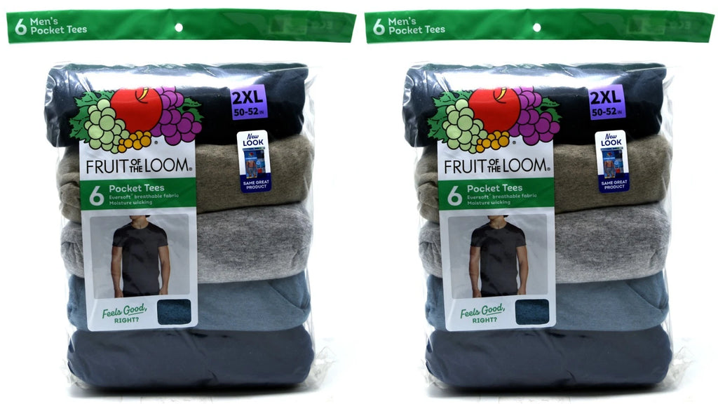 12 Fruit Of The Loom Pocket T-Shirts 2XL 50-52 Assorted Colors 2EG 127-132 CM
