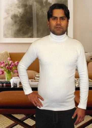 MEN'S POLO ROLL NECK GOOD LONG-SLEEVE COTTON TOPS