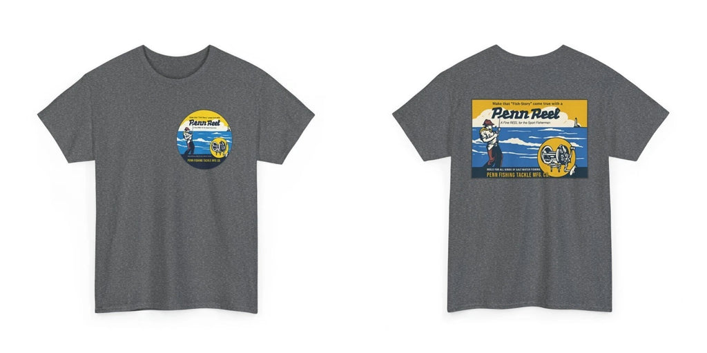 Penn Reel Vintage Fishing Tackle Co. PA Ocean Saltwater Retro Graphic T-Shirt