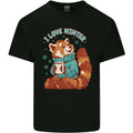 Red Panda Bear I Love Winter Mens Cotton T-Shirt Tee Top