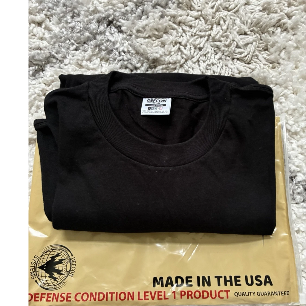 DEFCON Men’s M Black Crew Neck Short Sleeve Logo T-Shirt Cotton Made in USA