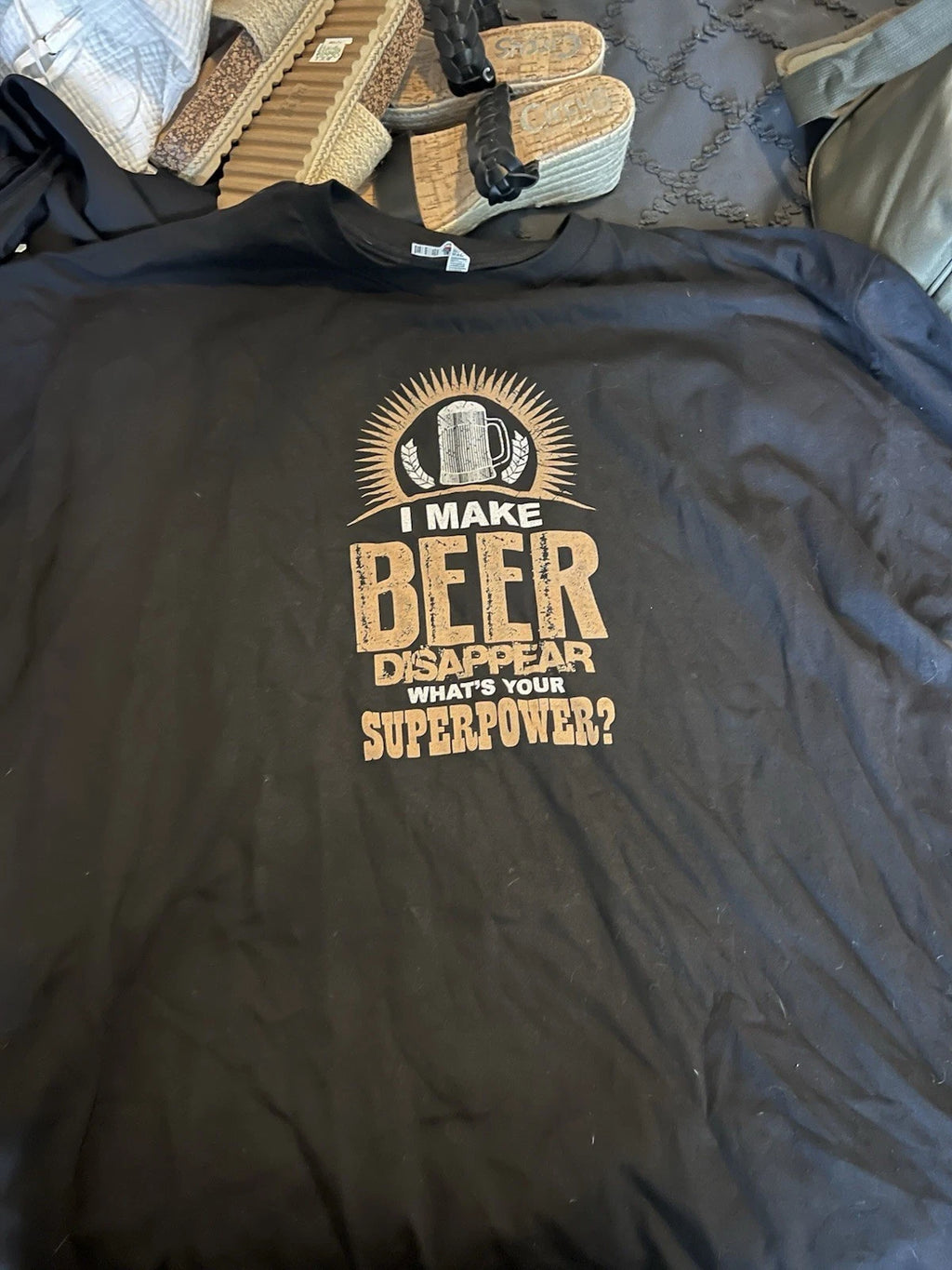 Men’s Black Funny Beer Graphic Print T-Shirt 3XL Big & Tall Cotton Crew Neck