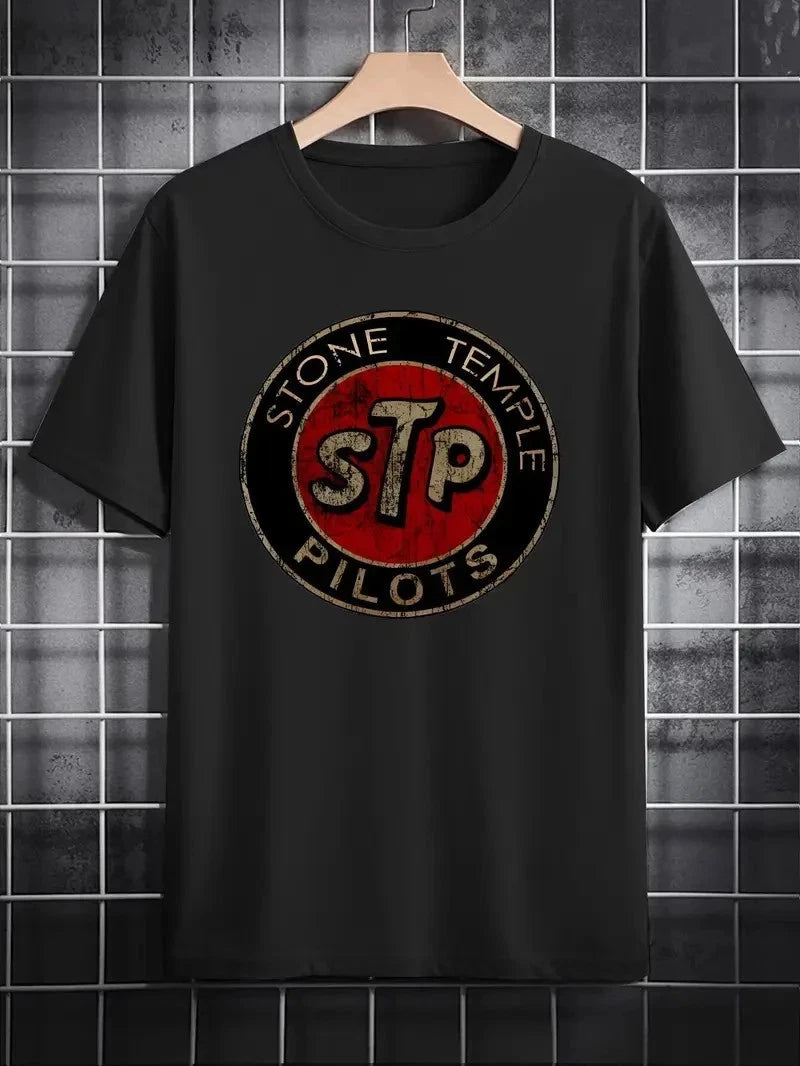 Stone Temple Pilots Graphic Print Men's Casual Crew Neck T-Shirt | Black Short