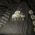 DRUDE Black Men's Graphic Cotton Long Sleeve Crew Neck Art T-Shirt