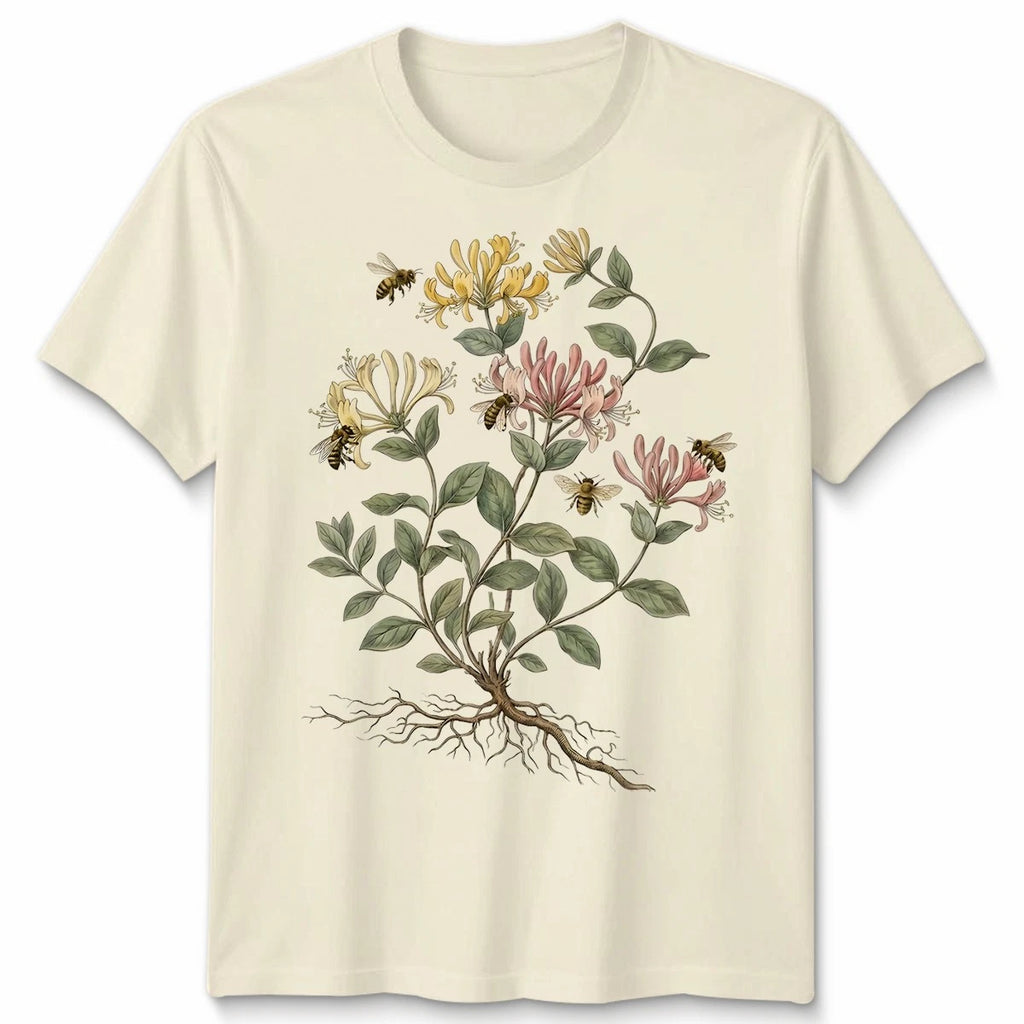 Vintage Honeysuckle Unisex T Shirt Flower Bee 90s Graphic Retro Garden Plant Tee