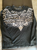 Affliction Men's Reversible Thermal Long Sleeve Shirt Black/Gray, Size XL