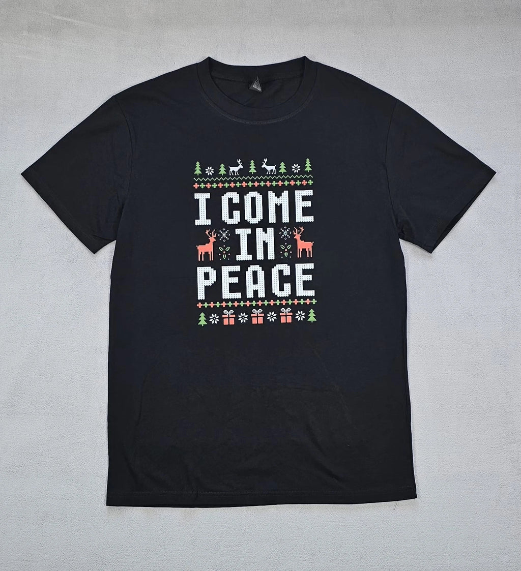 Magic Custom I Come In Peace Christmas T-Shirt Men’s Size M Black Graphic Tee