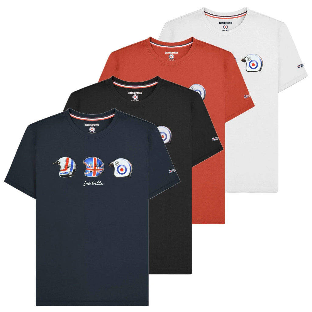Mens Lambretta Scooter Helmet Graphic Mod Ska Casual T-Shirts Sizes M to 4XL