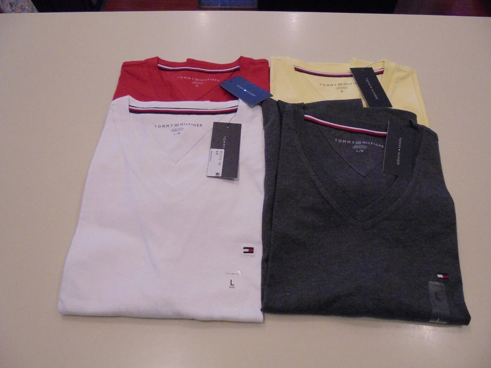 Tommy Hilfiger Men  Slim fit 100% Authentic Cotton V-Neck Short Sleeve Shirt