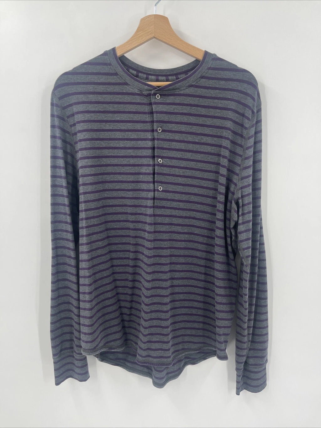 Lululemon Shirt Mens Large Gray Purple Long Sleeve Henley  L