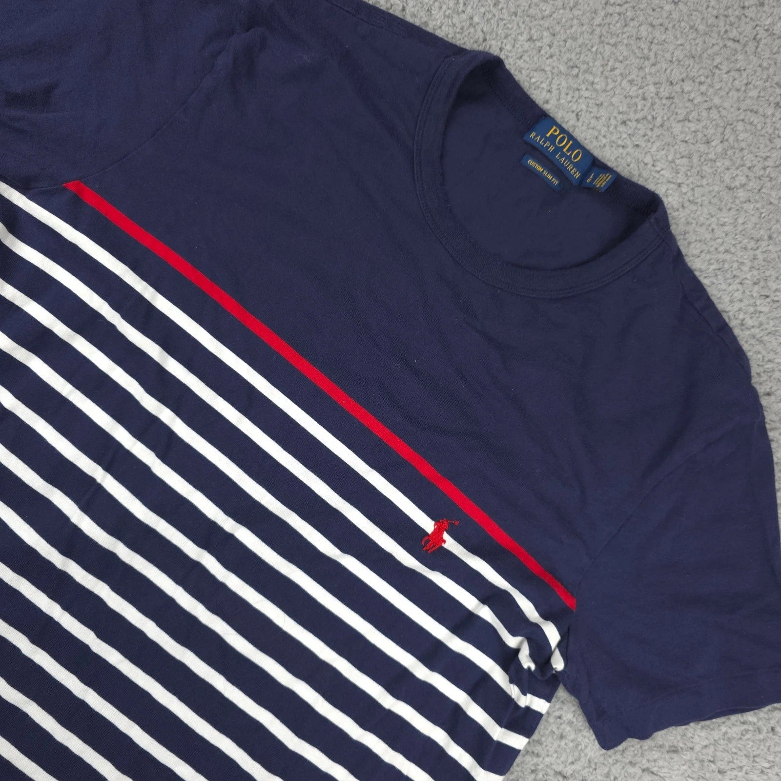 Polo Ralph Lauren Striped T-Shirt Custom Slim Fit Tee Mens Size L