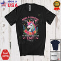 Being A Unicorn Was Hard Become An EMT; Custom Name Nurse Flowers Floral T-Shirt