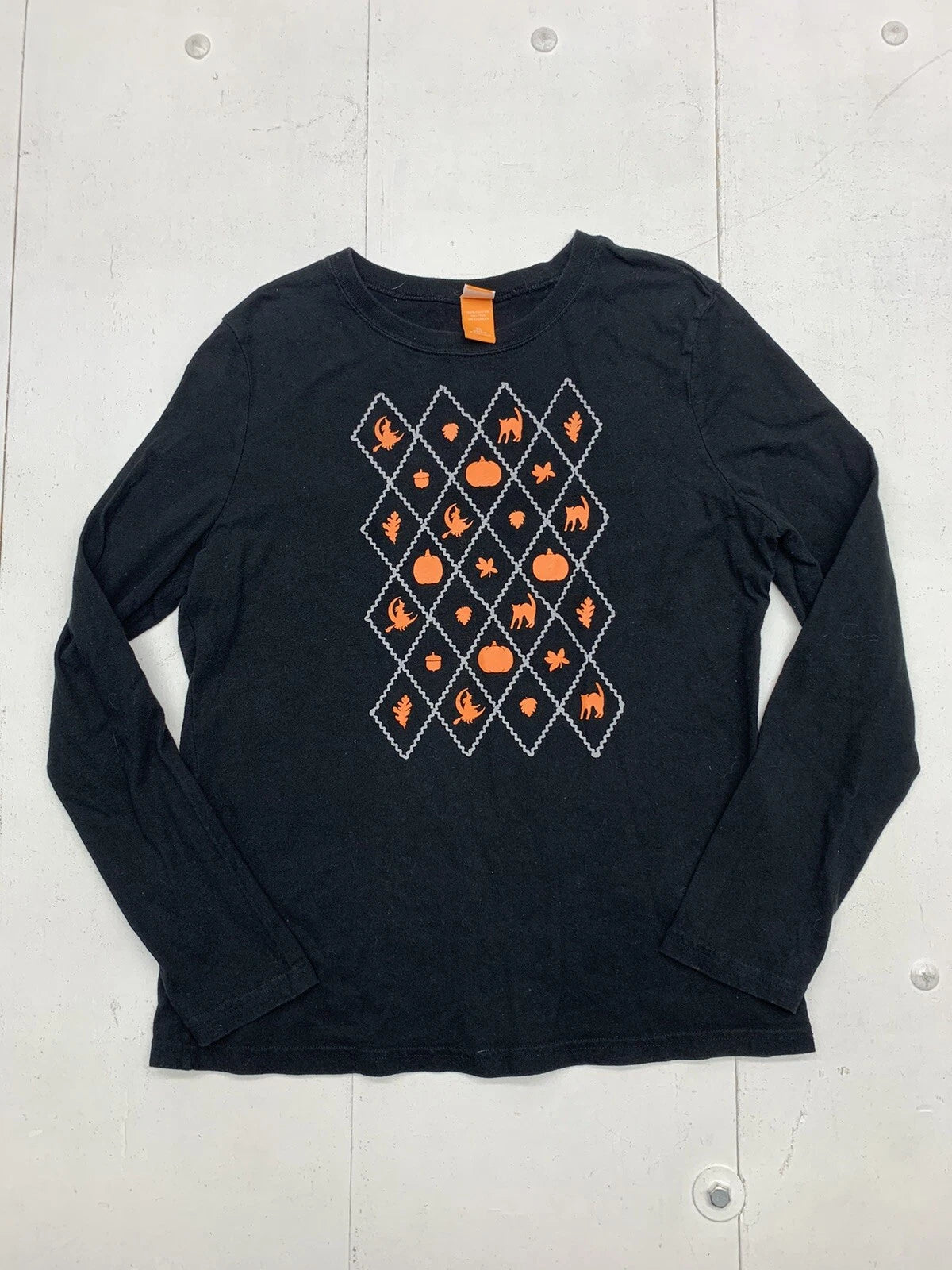 Custom Graphic Halloween Long Sleeve Shirt Black Adult Size XL