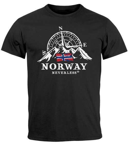 Norway Flag Scandinavia Nordic Compass Outdoor Fashion Mens T-Shirt