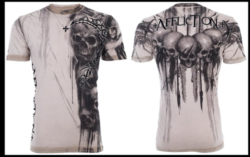 $58 AFFLICTION Sand Black WALKING DEAD Short Sleeve Slim Fit  T-shirt NWT