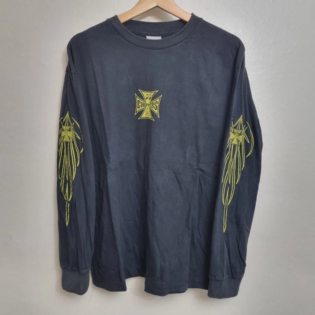 Vintage West Coast Choppers Cross Biker T-shirt Large Surfers Craze Long Sleeve