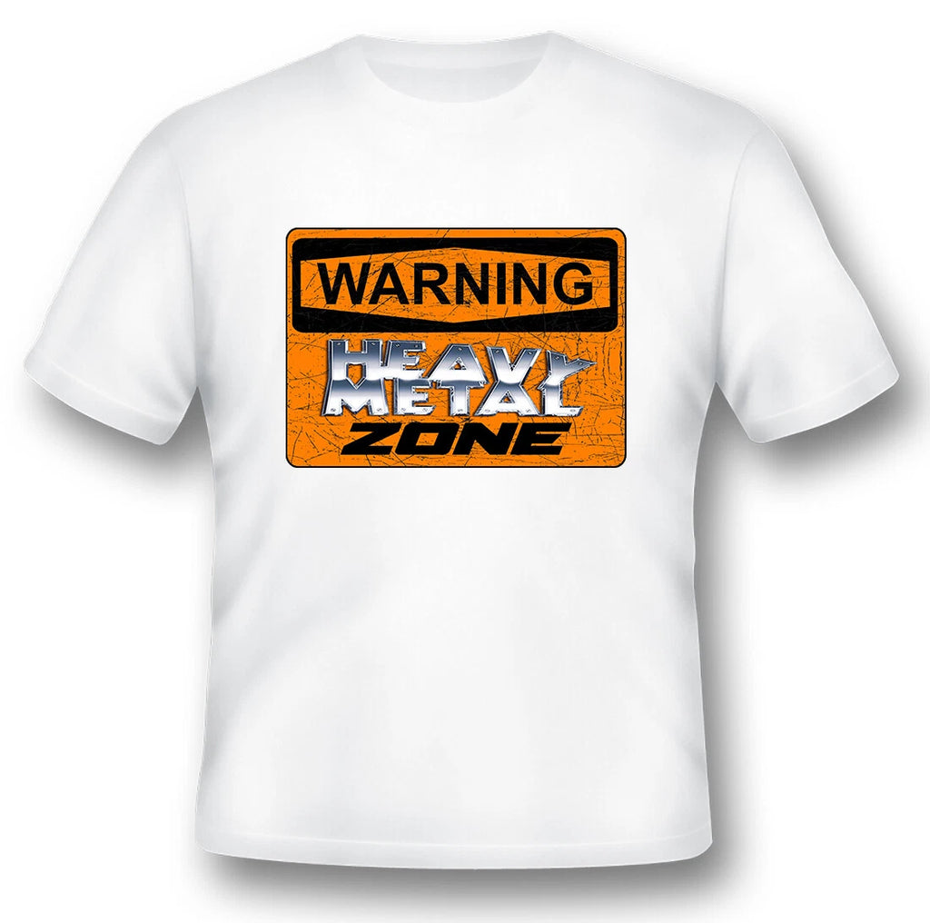 Warning heavy metal Rock n roll metal black or white tee