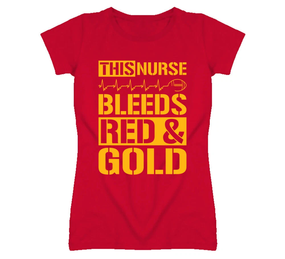 This Nurse Bleeds Red & Gold T Shirt - Kansas City Chiefs Team Colors