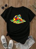 Melting Cube Funny Retro Gaming Rubik Rubix Rubics Cube T-Shirt Unisex Tee Top