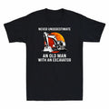 Excavator Old T-Shirt An Never With Man Underestimate An Vintage Cotton Men's