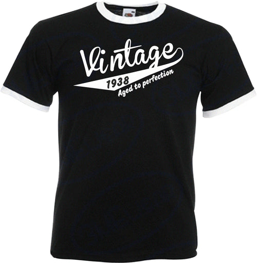 88th Birthday Gifts Presents Year 1938 Mens Ringer Vintage Retro T-Shirt Aged To