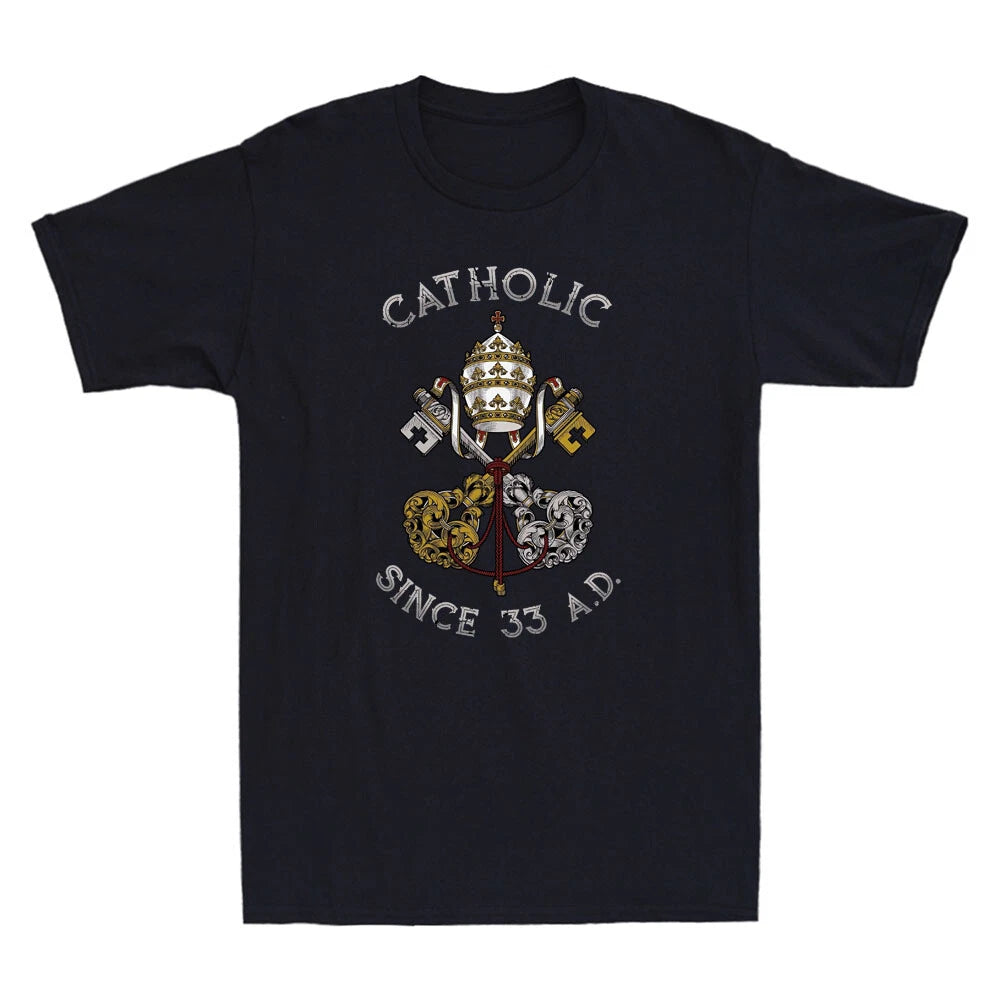 Roman Catholic since 33 AD Church Holy See Vintage Men's Short Sleeve T-Shirt