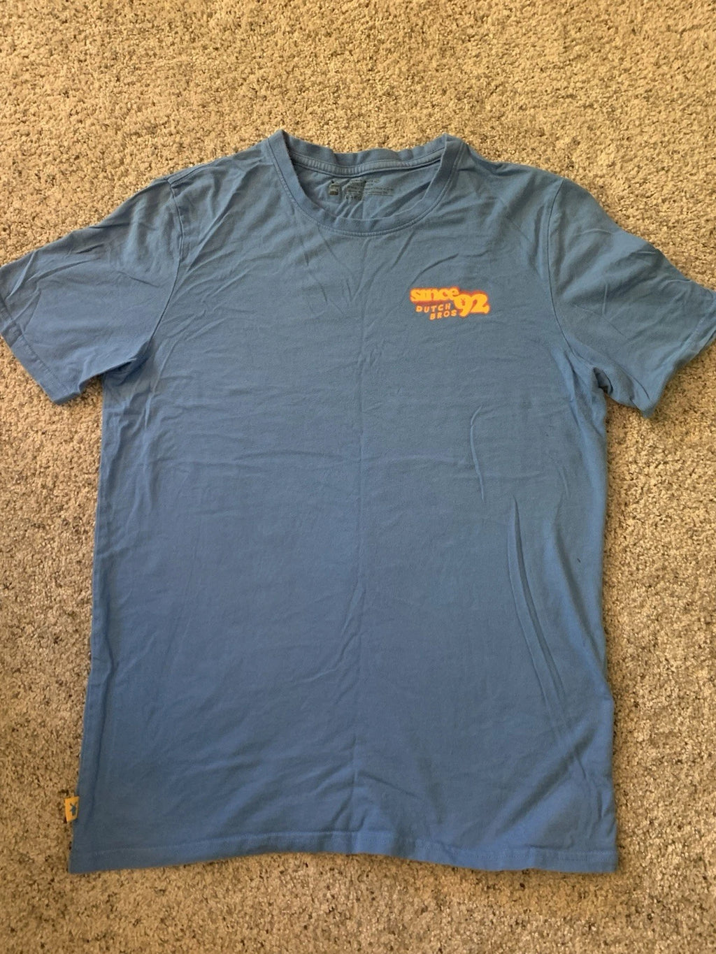 Dutch Bros Short Sleeve T-Shirt Men's Large Blue Simple Design Cotton