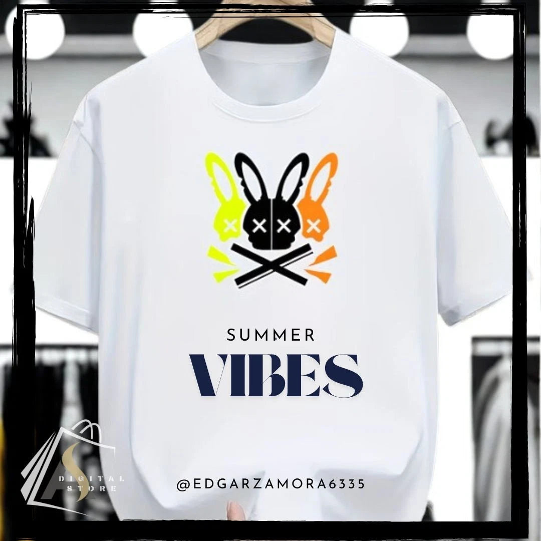 Men's Casual Graphic Design Summer T-Shirt Short Sleeve Round Neck Size L Cotton