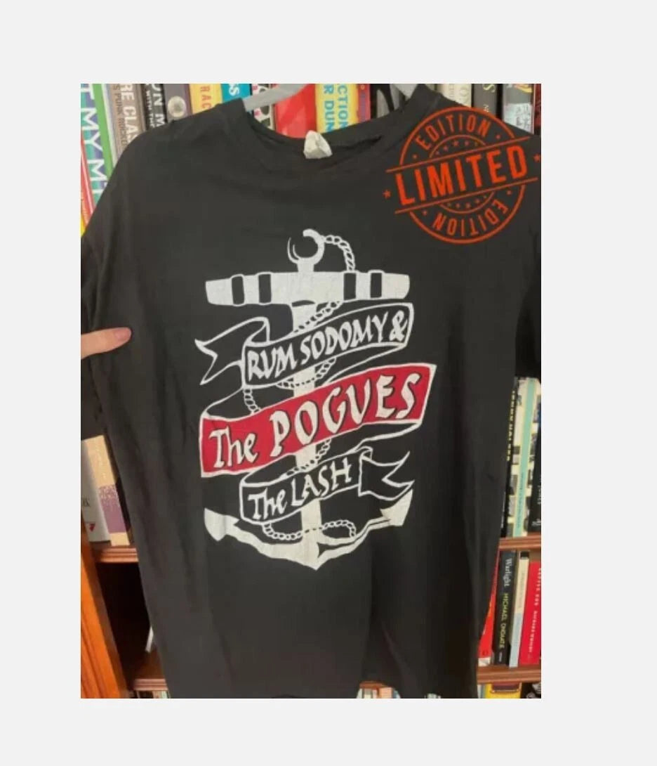 Vintage 1985 THE POGUES Rum Sodomy & The Lash Promo Irish ROCK Black T-Shirt