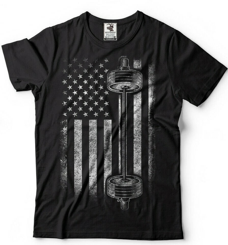 American Flag Gym and Fitness T-shirt Bodybuilding Weight Lifting Shirt