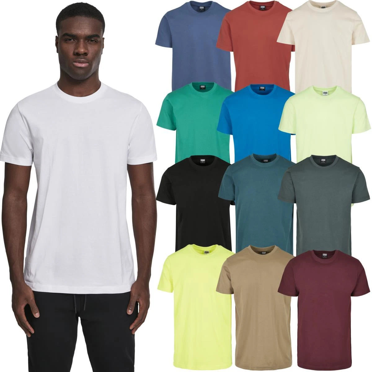 Urban Classics Basic Tea Quality T-Shirt Men Summer Shirts 100% Cotton Crew Neck