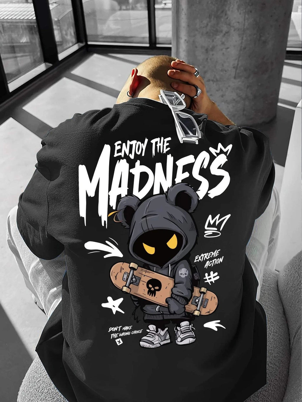 Men’s Cartoon Print T-Shirt Streetwear Casual Short Sleeve Breathable Top