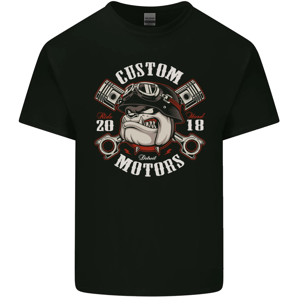 Bulldog Custom Motorcycle Motorbike Biker Mens Cotton T-Shirt Tee Top