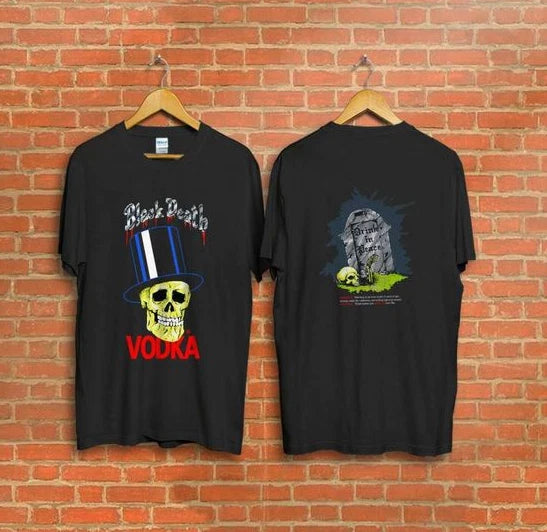Vintage 1990S Black Death Vodka Guns N Roses Slash Skull New T-Shirt