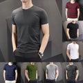 Men's Solid Color Short Sleeve Round Neck Slim Fit T-Shirt for Bottoming Top