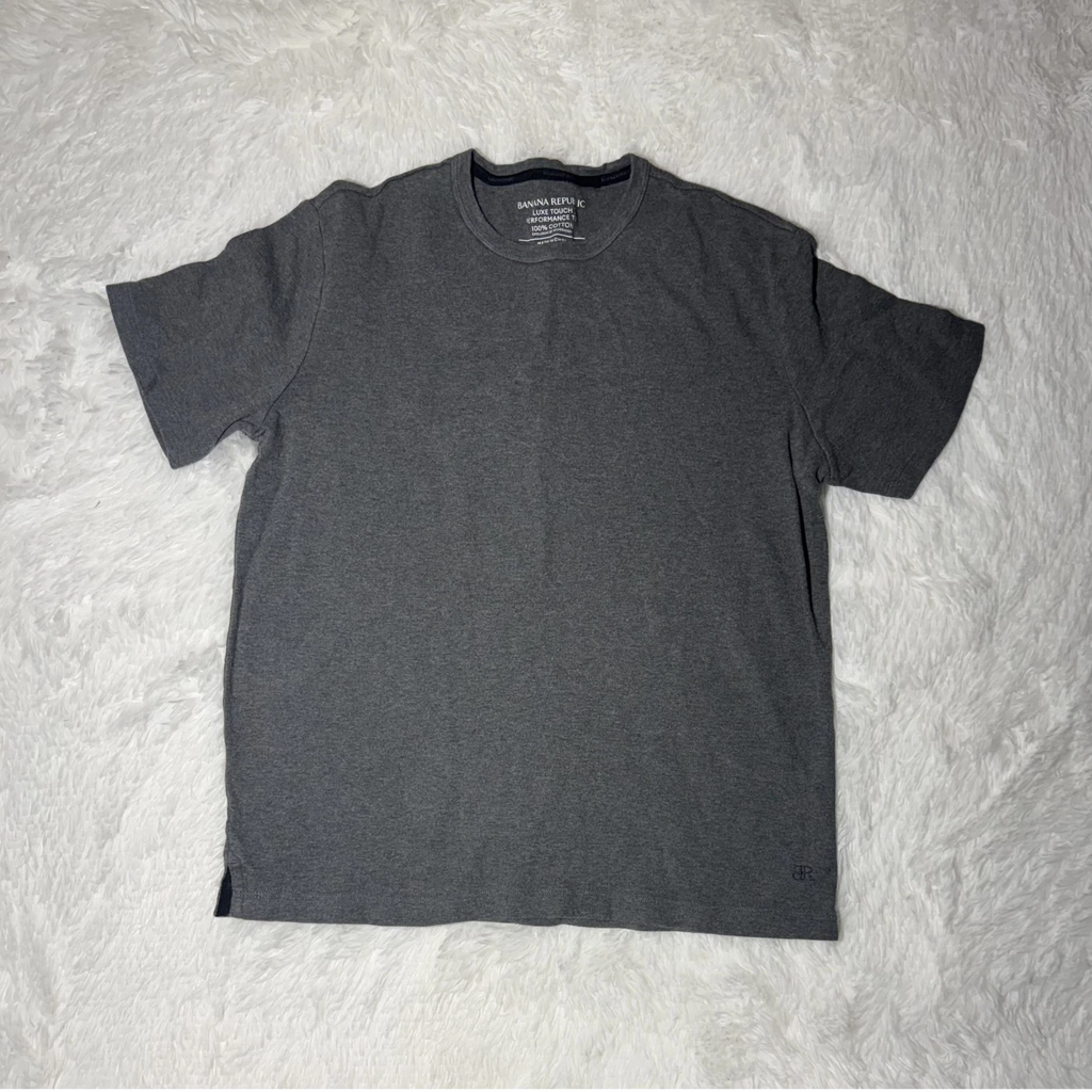 Banana Republic Luxe Touch Performance Tee Men's S Gray Cotton Crew Neck Logo