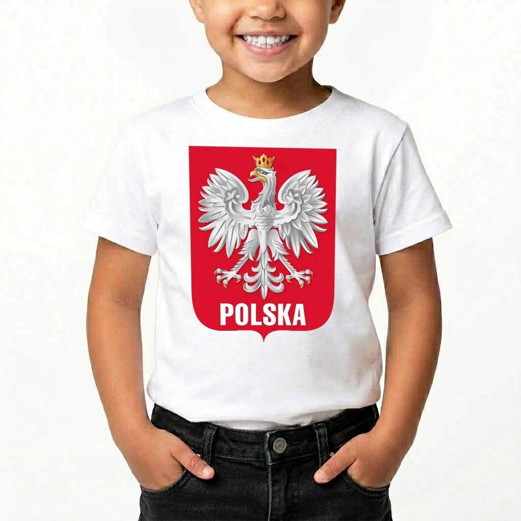 Polska Poland Badge Football Team Boys Girls Kids T Shirt Gift Tee
