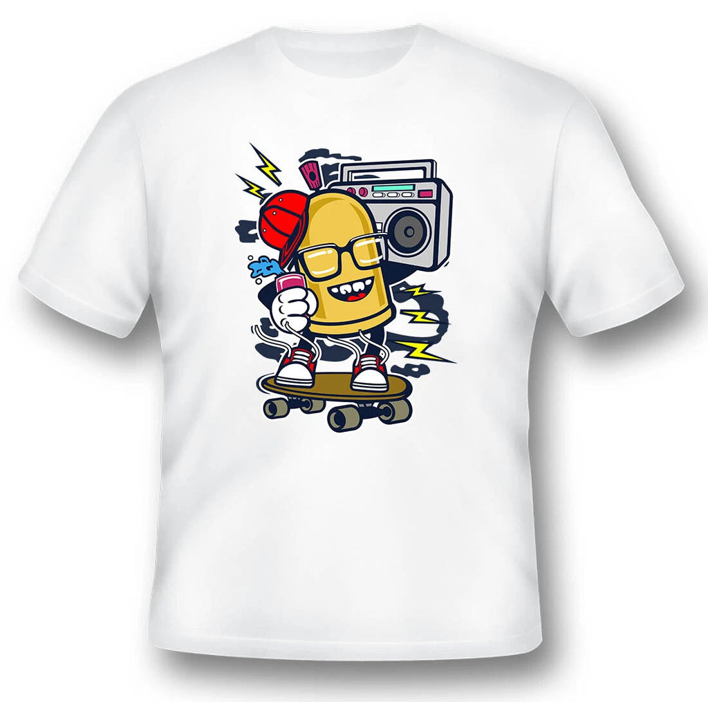 Street Bomber boombox skater skateboard tee shirt black or white