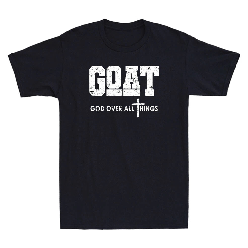 Goat God Over All Things Funny Christian Quote Retro Men's Short Sleeve T-Shirt