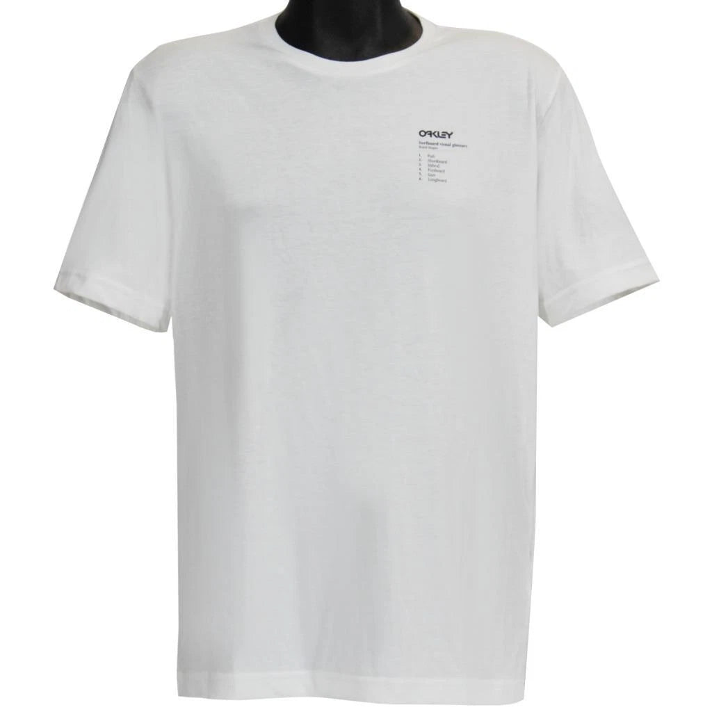 Oakley Surfboard Types Tee Mens Size L Large White Back Detail Regular T-Shirt