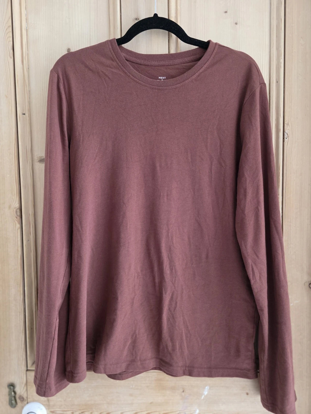 Next Long Sleeve T Shirt Mens Small Brown Crew Neck Cotton Basic