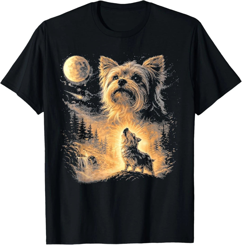Yorkie Howling to the Moon Vintage T-Shirt