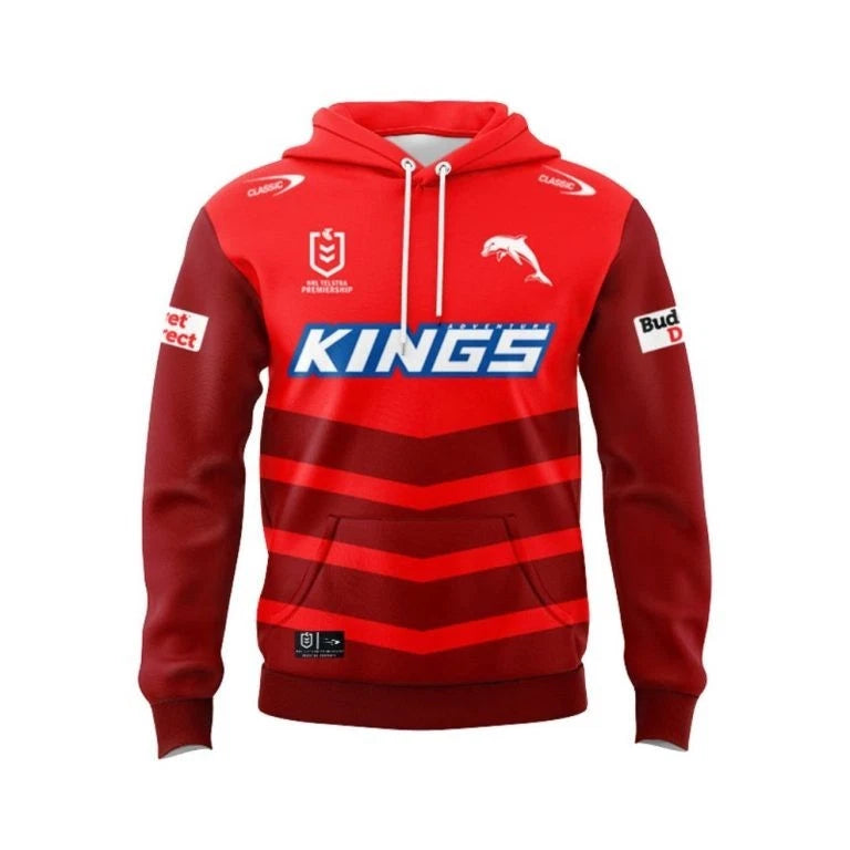 NRL Dolphins Custom Name Number 2025 Home Jersey Pullover Hoodie